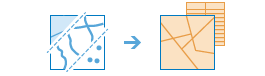 Two-part diagram that results with a new map and a table Two-part diagram that results with a new map and a table