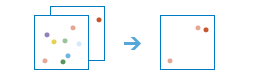 Three-part diagram that combines two point layers to produce a point layer with fewer points Three-part diagram that combines two point layers to produce a point layer with fewer points